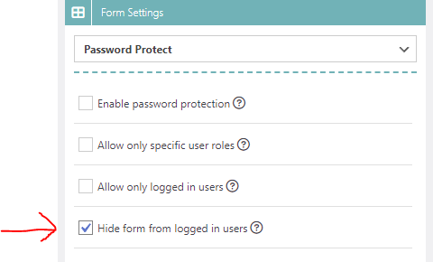 Hiding forms from currently logged in users.