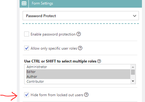 Hiding the form from a locked out user.