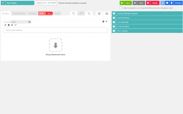 Edit the element, update the settings and saving the form.