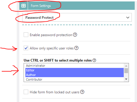 Allow only specific user roles to submt the form.